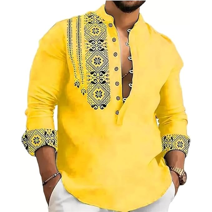 Men's Cotton Blend Mandarin Collar Self One Design Full Sleeve Casual Short Kurta