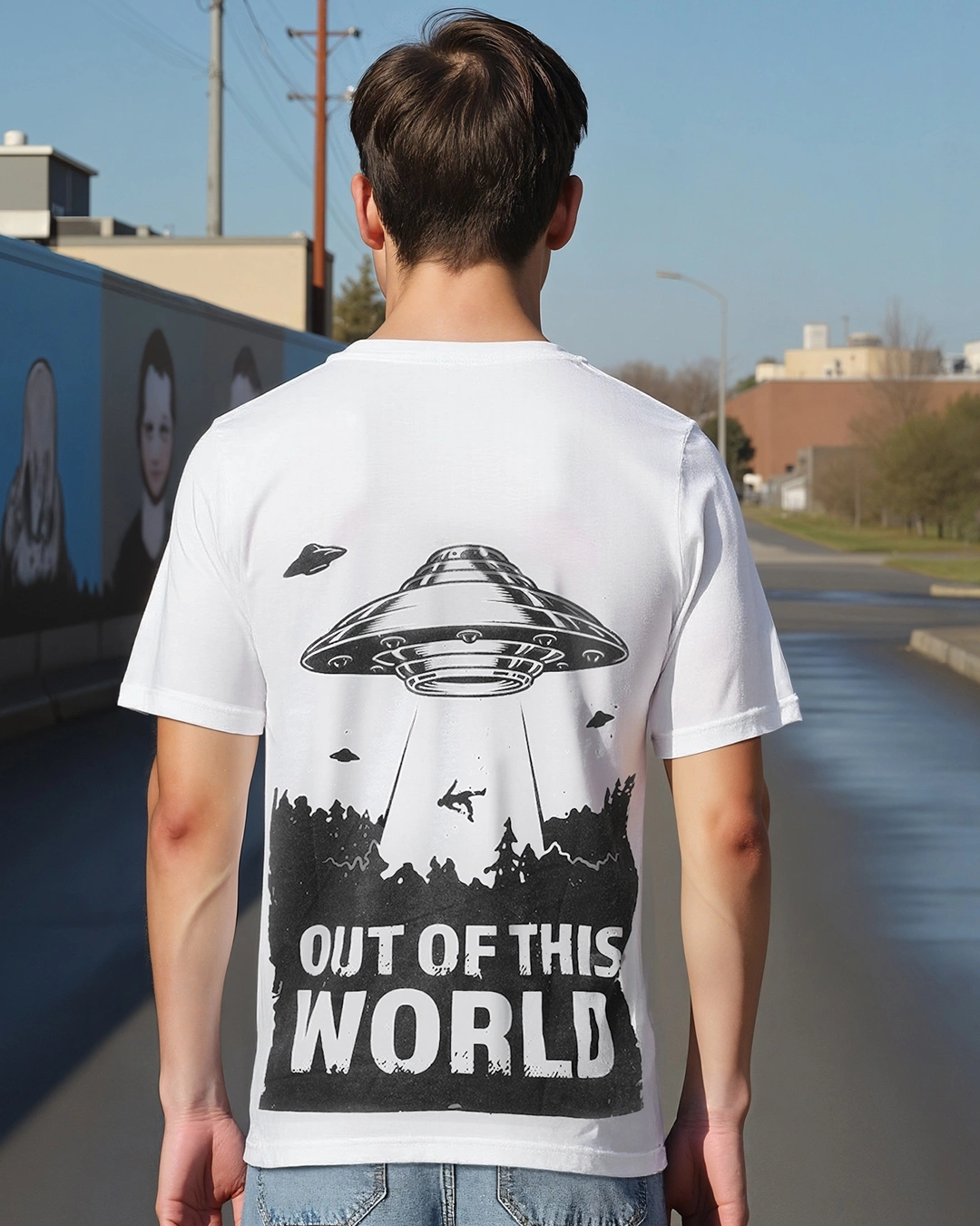 Men's White Area 51 Graphic Printed T-shirt