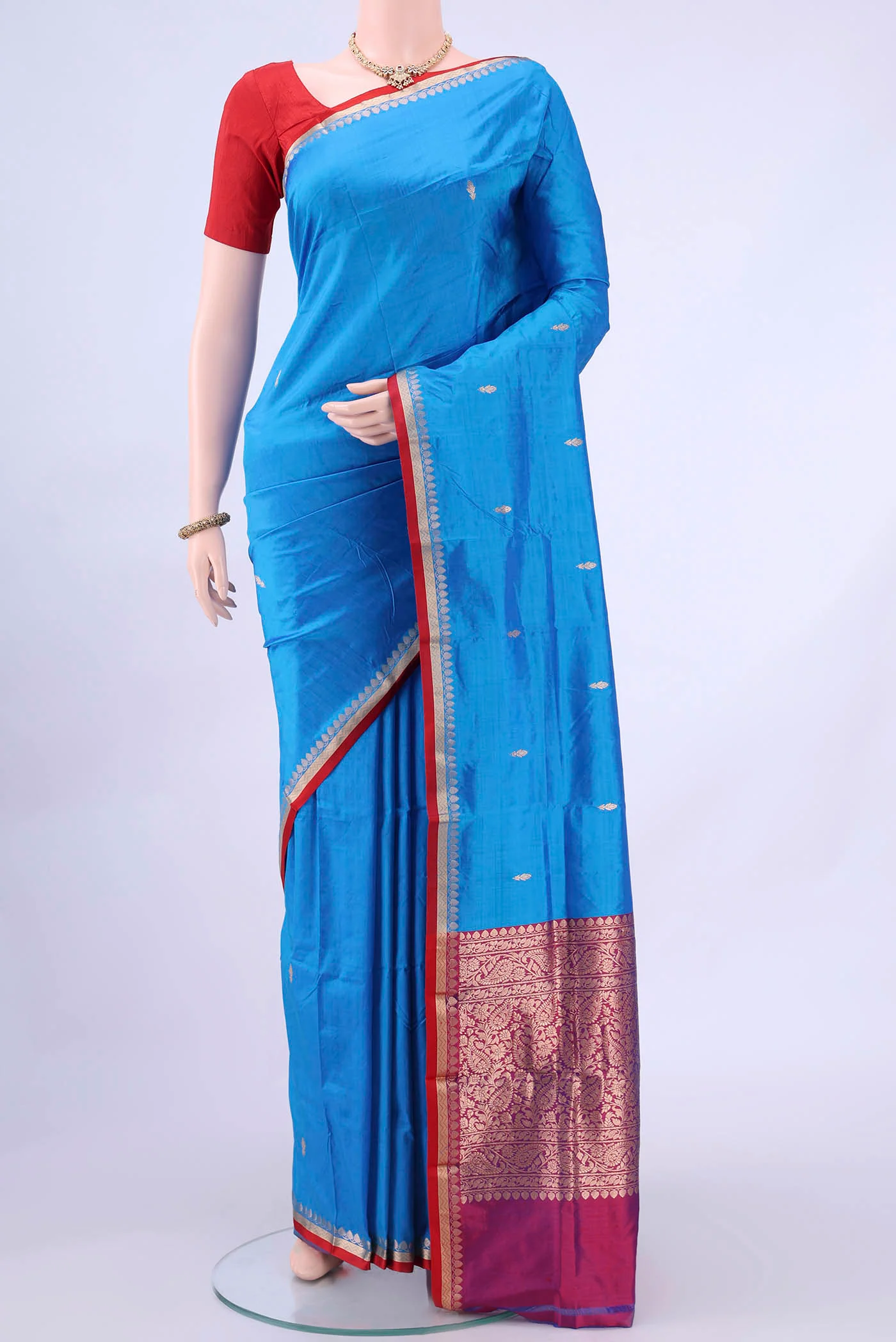 Blue Banarasi Katan Silk Saree