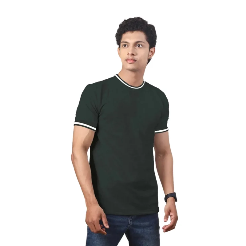 Men's Casual Half sleeve Solid Polyester Crew Neck T-shirt (Olive)