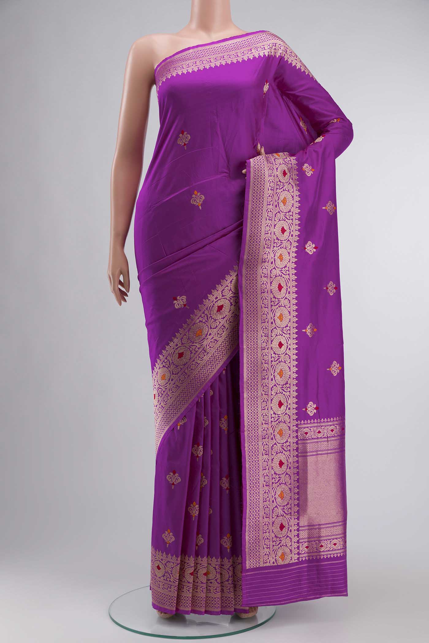 Magenta Banarasi Katan Silk Saree