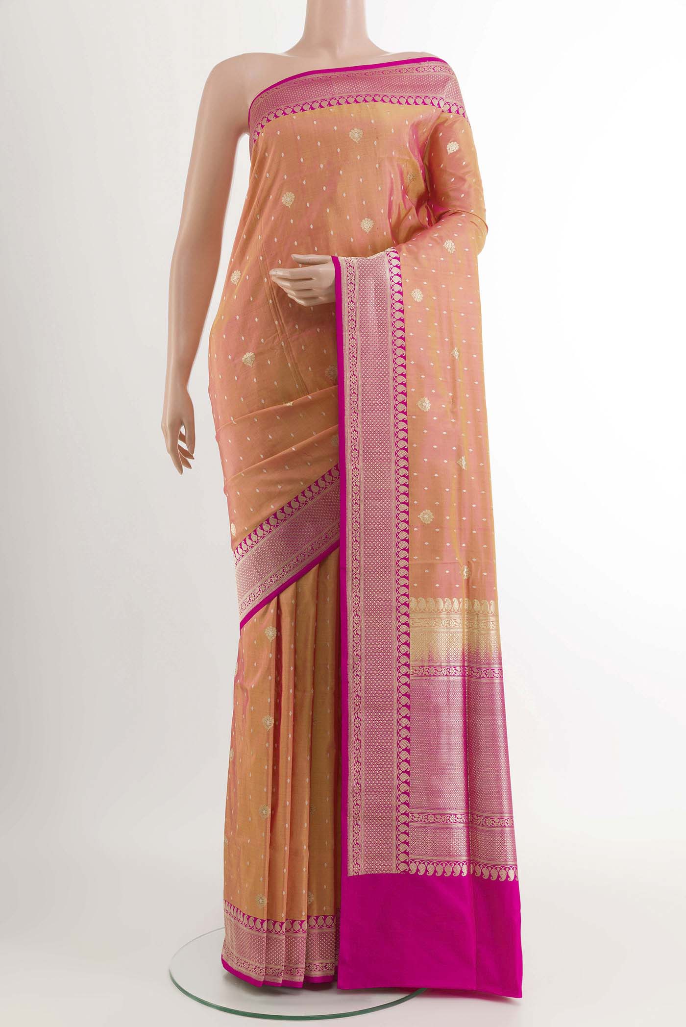 Peach Banarasi Silk Saree