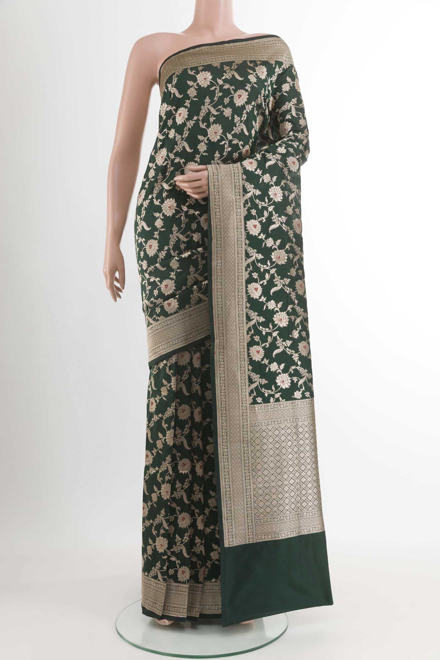 Bottle Green Banarasi Silk Saree