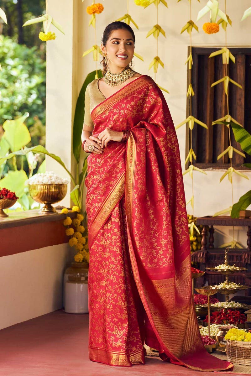 Vasanthika-Ruby Red Kanchipuram Silk Saree