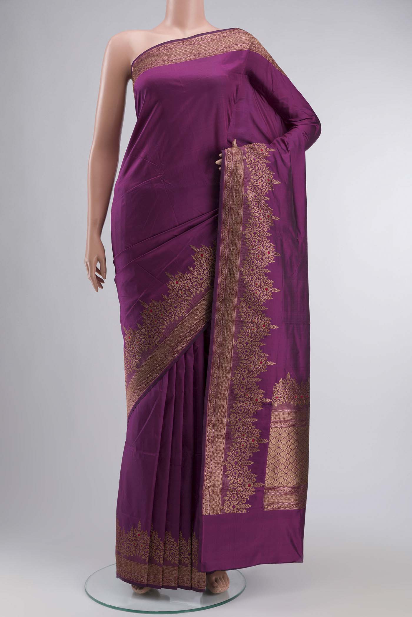 Magenta Banarasi Katan Silk Saree