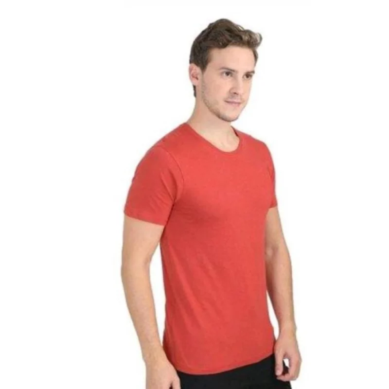 Men's Casual Short Sleeves Cotton Round Neck T-shirt (Red)