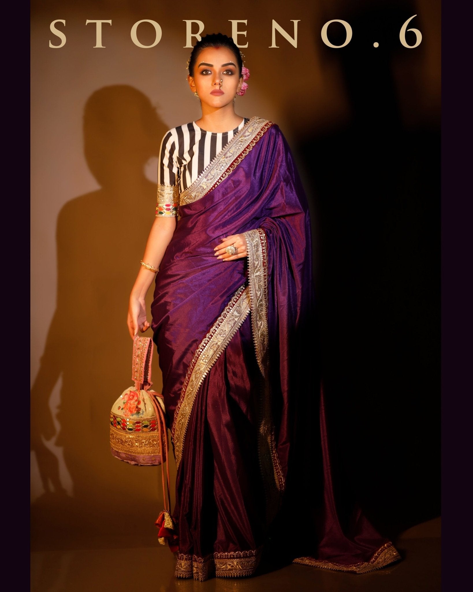 PLUM READY-TO-WEAR SAREE